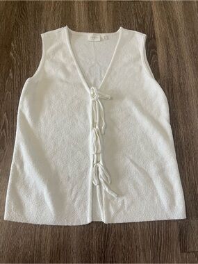 Cyrus White Tie-Front Sleeveless Tank